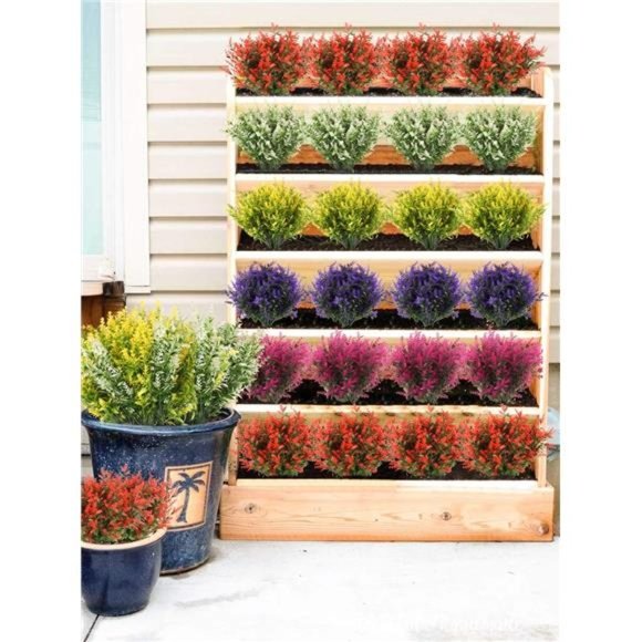 8 Bundles Artificial Flowers Fake Outdoor Plants Faux UV Resistant Lavender - Picture 4 of 6